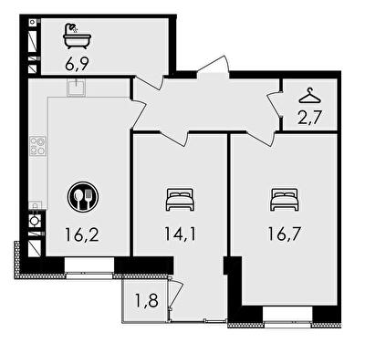 2-комнатная 65.6 м² в ЖК Forest Home от 22 400 грн/м², Винница
