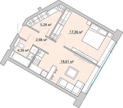 1-комнатная 49.72 м² в ЖК Bartolomeo Resort Town от 37 650 грн/м², Днепр