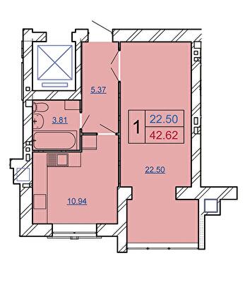 1-комнатная 42.62 м² в ЖК AVILA CITY от 14 200 грн/м², Хмельницкий