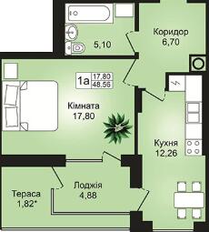 1-кімнатна 48.56 м² в ЖК Престиж Холл від 17 050 грн/м², м. Стрий