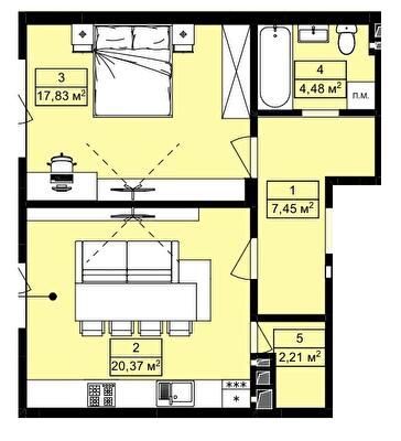1-комнатная 52.34 м² в ЖК Royal Hill от 19 200 грн/м², с. Лисиничи