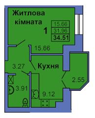 1-комнатная 34.51 м² в ЖК на ул. Героев Сталинграда, 6а от 22 000 грн/м², Полтава