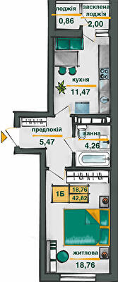 1-комнатная 42.82 м² в ЖК Сырецкие сады от 33 673 грн/м², Киев