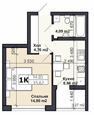1-комнатная 35.62 м² в ЖК Именно Тот от 13 500 грн/м², пгт Немешаево