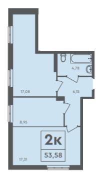 2-комнатная 53.58 м² в ЖК Scandia от 16 000 грн/м², г. Бровары