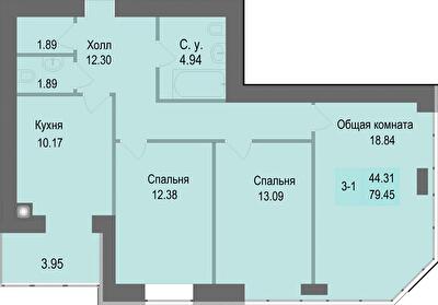 3-комнатная 79.45 м² в ЖК Софиевская сфера от 25 500 грн/м², с. Софиевская Борщаговка