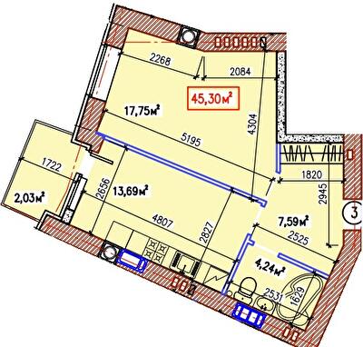 1-комнатная 45.3 м² в ЖК Уютный квартал от 26 900 грн/м², с. Софиевская Борщаговка