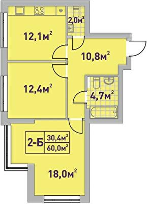 2-комнатная 60 м² в ЖК Центральный-2 от 27 450 грн/м², г. Ирпень