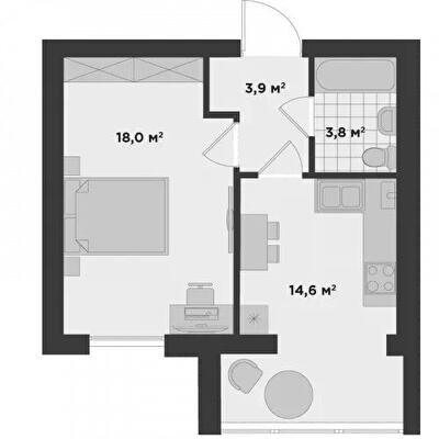 1-комнатная 40.3 м² в ЖК Millennium State от 24 350 грн/м², г. Буча