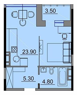 1-комнатная 35.75 м² в Апарт-комплекс Times от 22 000 грн/м², Одесса