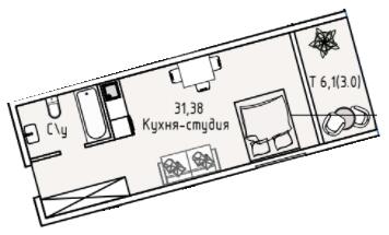 Студия 34.38 м² в ЖК Пространство на Аркадийской аллее от 59 450 грн/м², Одесса