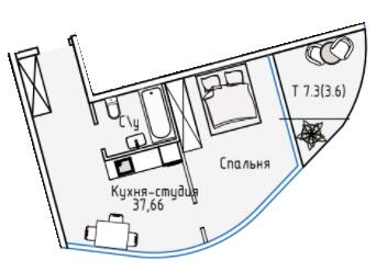 1-комнатная 41.26 м² в ЖК Пространство на Аркадийской аллее от 59 450 грн/м², Одесса