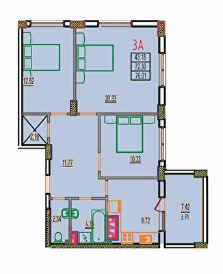 3-комнатная 76.01 м² в ЖК RosenTal от 15 750 грн/м², с. Лиманка