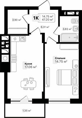 1-комнатная 47.2 м² в ЖК AUROOM SUNRISE от 26 100 грн/м², Львов