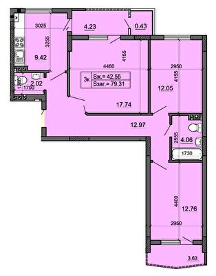 3-комнатная 79.31 м² в ЖК Миллениум (Приозерная, 8) от 17 050 грн/м², г. Новояворовск