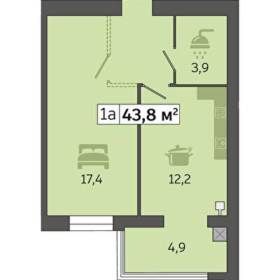 1-комнатная 43.8 м² в ЖК Счастливый в Днепре от 20 500 грн/м², Днепр