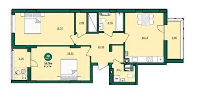 2-комнатная 86.4 м² в ЖК Wellspring от 29 150 грн/м², г. Вишневое