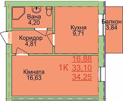 1-комнатная 34.25 м² в ЖК Зеленый оазис от 17 000 грн/м², Херсон