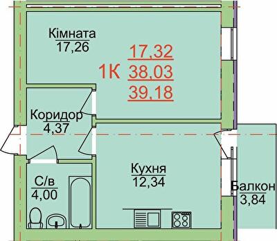 1-комнатная 39.18 м² в ЖК Зеленый оазис от 17 000 грн/м², Херсон