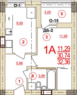 1-комнатная 32.36 м² в ЖК Карат от 17 050 грн/м², Херсон