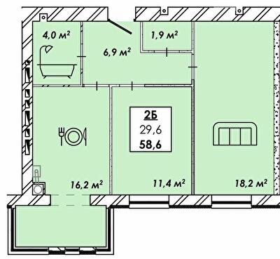 2-комнатная 58.6 м² в ЖК Родной дом от 17 500 грн/м², Черкассы