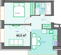 2-комнатная 44 м² в ЖК Author от 25 150 грн/м², г. Ирпень