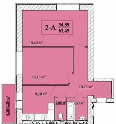 2-комнатная 61.45 м² в ЖК Академ городок от 19 700 грн/м², Хмельницкий