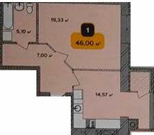 1-комнатная 46 м² в ЖК Студенческий от 16 500 грн/м², Хмельницкий