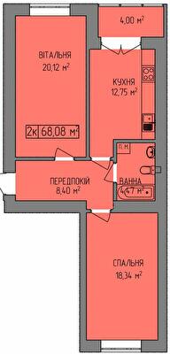 2-комнатная 68.08 м² в ЖК OZERO от 16 100 грн/м², Ивано-Франковск