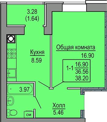 1-комнатная 38.2 м² в ЖК Софиевская сфера от 28 500 грн/м², с. Софиевская Борщаговка