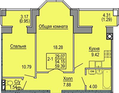 2-комнатная 59.39 м² в ЖК Софиевская сфера от 26 500 грн/м², с. Софиевская Борщаговка