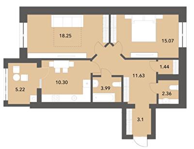 2-комнатная 71.4 м² в ЖК Софиевские Липки от 25 500 грн/м², с. Софиевская Борщаговка
