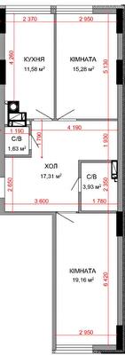 2-комнатная 68.89 м² в ЖК Royal Park от 32 100 грн/м², г. Ирпень