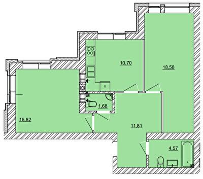 2-кімнатна 62.86 м² в ЖК Найкращий квартал від 24 200 грн/м², м. Ірпінь