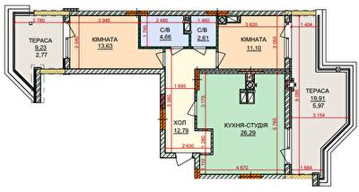 2-комнатная 79.82 м² в ЖК Лесная сказка 2 от 32 300 грн/м², Киев
