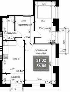 2-комнатная 56.85 м² в ЖК Steel House от 18 500 грн/м², Сумы