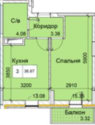 1-кімнатна 36.87 м² в ЖК Love від 17 100 грн/м², Одеса