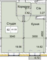 1-кімнатна 41.59 м² в ЖК Love від 17 100 грн/м², Одеса