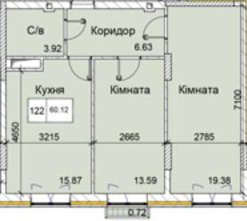 2-кімнатна 60.12 м² в ЖК Love від 15 350 грн/м², Одеса