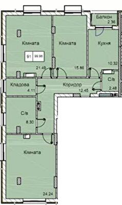 3-кімнатна 99.96 м² в ЖК Love від 15 350 грн/м², Одеса