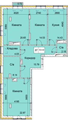 3-кімнатна 103.44 м² в ЖК Love від 15 350 грн/м², Одеса
