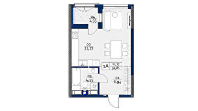 1-комнатная 34.81 м² в ЖК POLARIS Home&Plaza от 42 118 грн/м², Киев