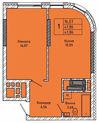 1-комнатная 41.86 м² в ЖК на ул. Миколайчука, 38 от 21 000 грн/м², Львов