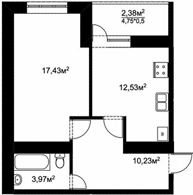 1-комнатная 46.58 м² в ЖК Подворье от 13 100 грн/м², с. Подворки