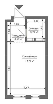 1-комнатная 26.8 м² в ЖК Gravity Park от 34 371 грн/м², Киев