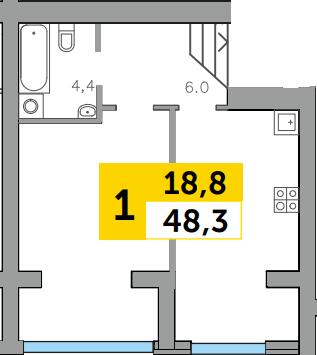 1-кімнатна 48.3 м² в ЖК Парковий квартал від 14 900 грн/м², м. Ковель