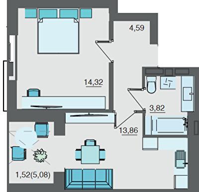 1-комнатная 37.11 м² в ЖК Супернова от 20 000 грн/м², Луцк