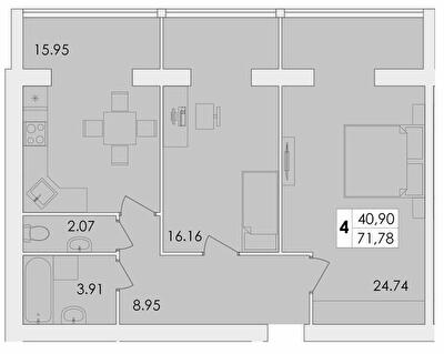 2-комнатная 71.78 м² в ЖК GREEN VILLAGE от 12 700 грн/м², Житомир