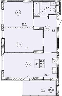 2-комнатная 61 м² в ЖК Масаны Сити от 17 200 грн/м², Чернигов