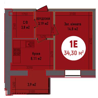 1-комнатная 34.3 м² в ЖК Покровский от 21 350 грн/м², пгт Гостомель